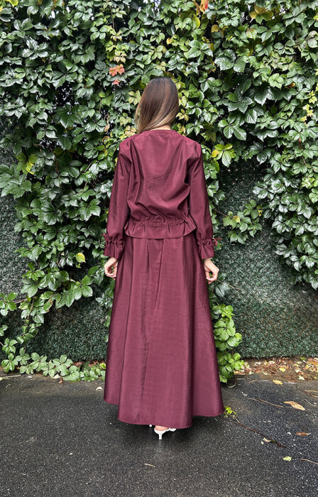 Ceremony Eteği Toka Detaylı Kısa Ceketli Takım BORDO - 4