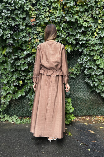 Ceremony Eteği Toka Detaylı Kısa Ceketli Takım CAMEL - 4