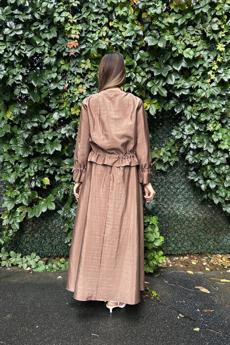 Ceremony Eteği Toka Detaylı Kısa Ceketli Takım CAMEL - 4