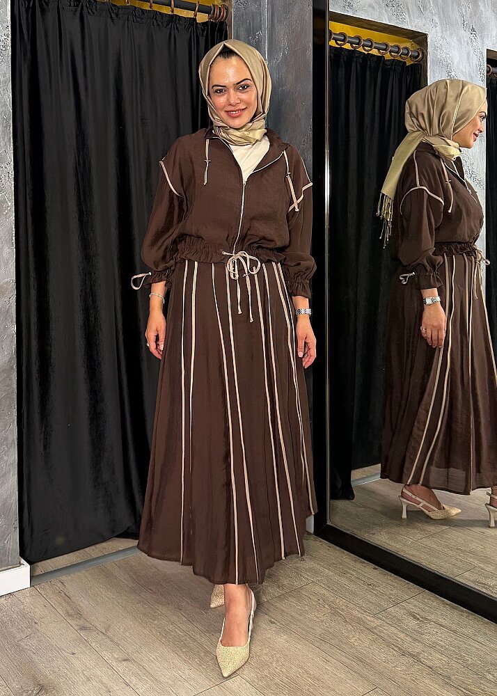 Ceremony Eteği ve Ceketi Biye Detaylı Takım KAHVE - 2