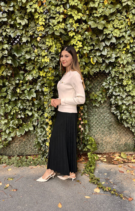 Ceremony İnce Plisoley Süet Etek SİYAH - 3