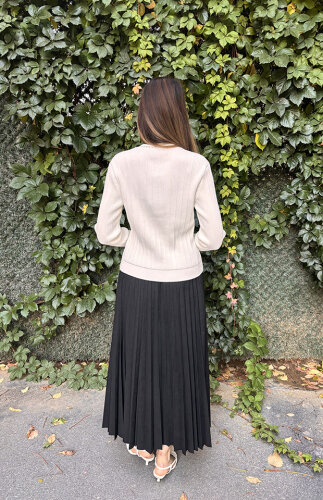 Ceremony İnce Plisoley Süet Etek SİYAH - 4