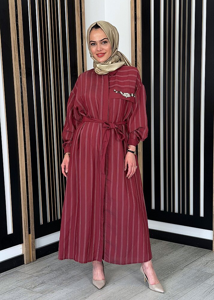 Ceremony İstiridye İşlemeli Miranda Elbise BORDO