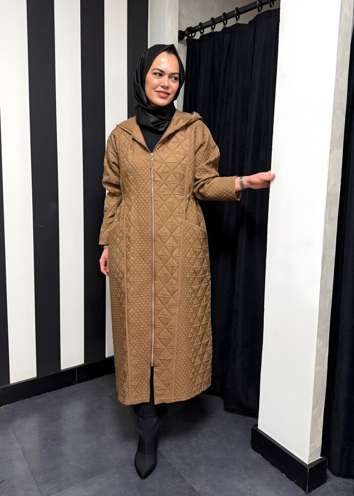 Ceremony Kapüşonlu Fermuar Detaylı Baklava Kapitöne Kap CAMEL - 2