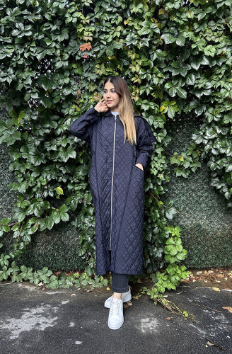 Ceremony Kapüşonlu Fermuar Detaylı Baklava Kapitöne Kap LACİVERT - 2