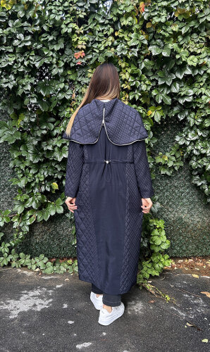 Ceremony Kapüşonlu Fermuar Detaylı Baklava Kapitöne Kap LACİVERT - 3