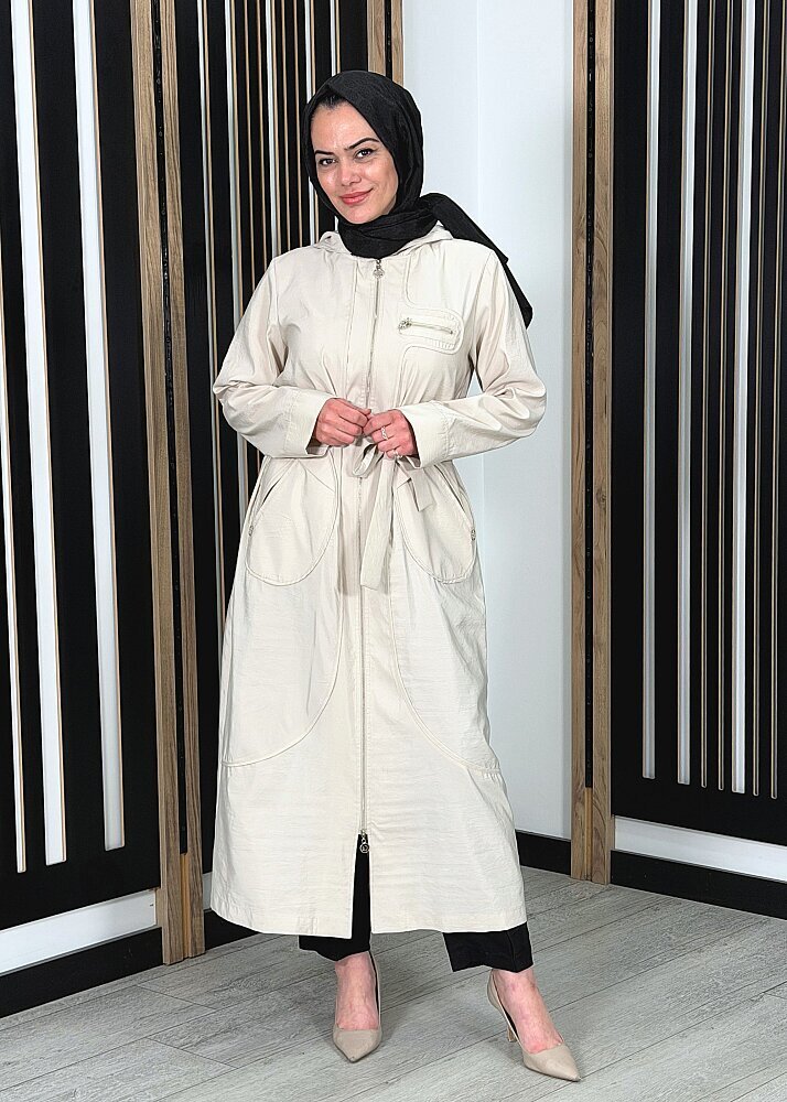 Ceremony Kapüşonlu Yuvarlak Torba Cepli Fermuarlı Safari Kap TAŞ 