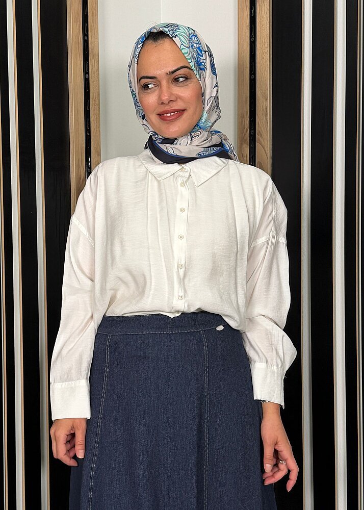 Ceremony Kolları Düğme Detaylı Miranda Kısa Gömlek EKRU