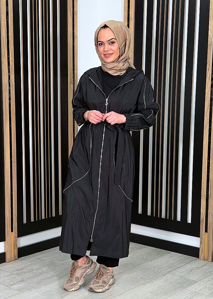 Ceremony Kolları ve Ön Bedenleri Fermuar Detaylı Safari Kap SİYAH