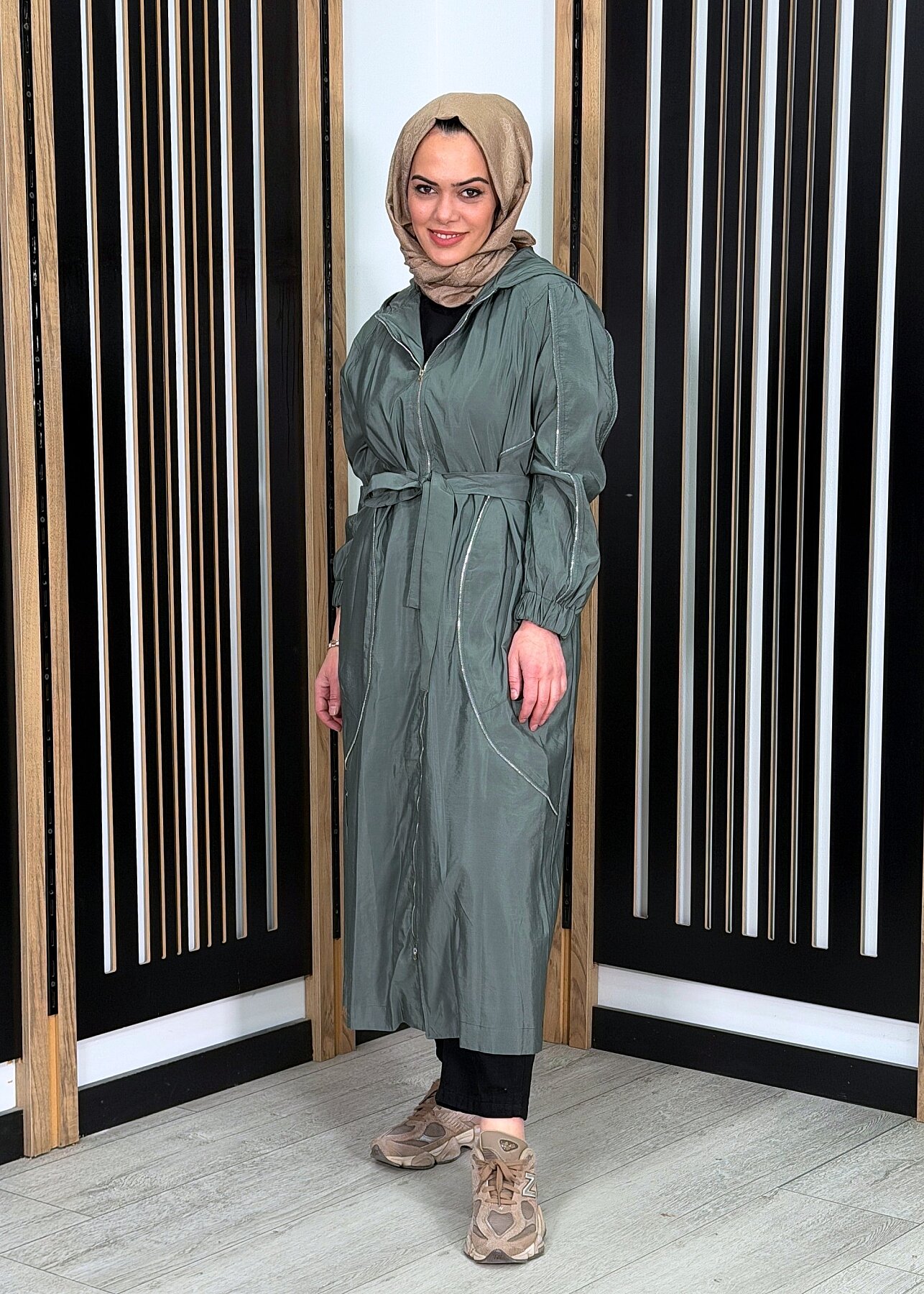 Ceremony Kolları ve Ön Bedenleri Fermuar Detaylı Safari Kap YEŞİL - 1