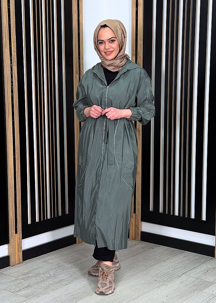 Ceremony Kolları ve Ön Bedenleri Fermuar Detaylı Safari Kap YEŞİL - 2