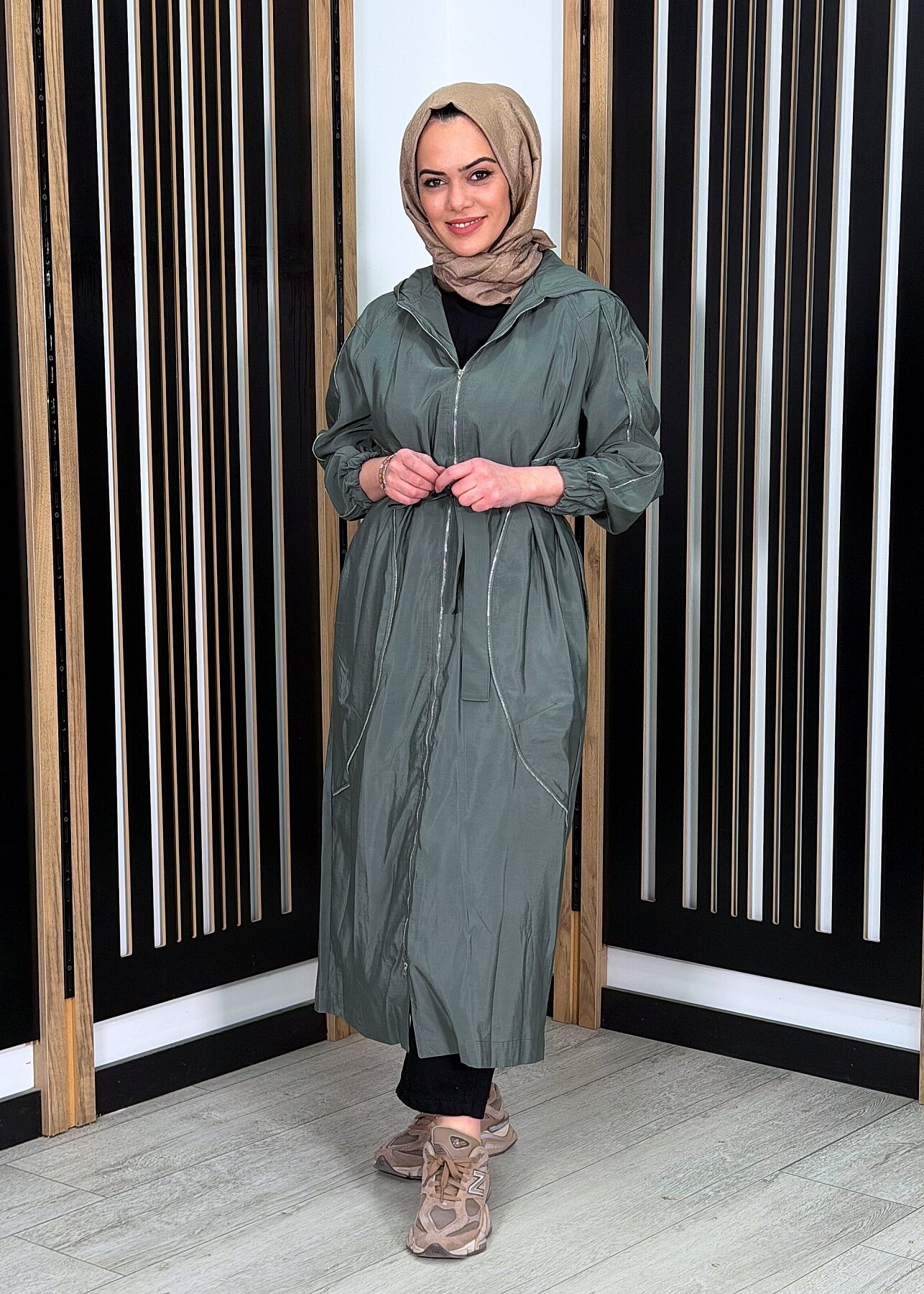 Ceremony Kolları ve Ön Bedenleri Fermuar Detaylı Safari Kap YEŞİL - 2