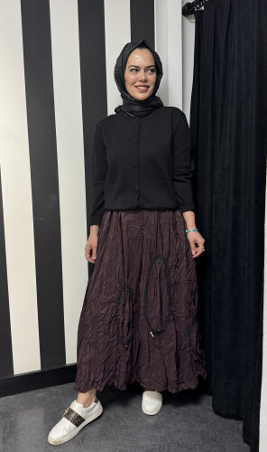 Ceremony Merlin Kraşlı Halka Detaylı Etek Kızıl Kahve - 2