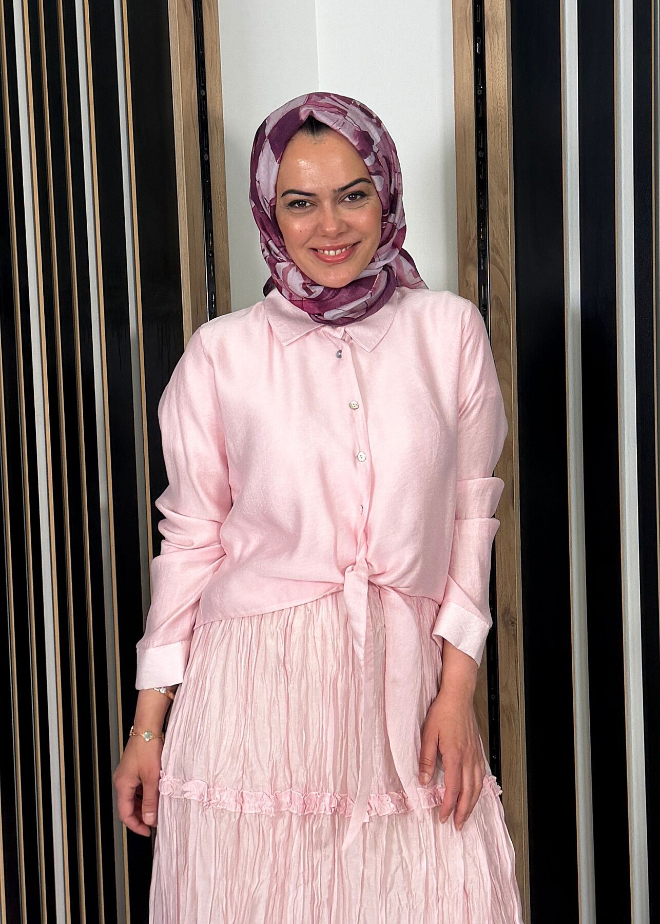 Ceremony Önden Bağlamalı Kısa Nil Gömlek PEMBE - 1
