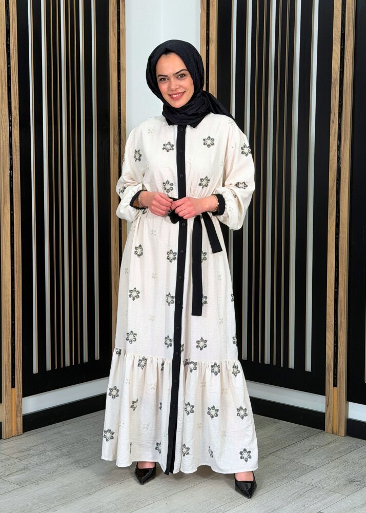 Ceremony Önden Bağlamalı Siyah Pat Detaylı Roza Elbise ORJİNAL