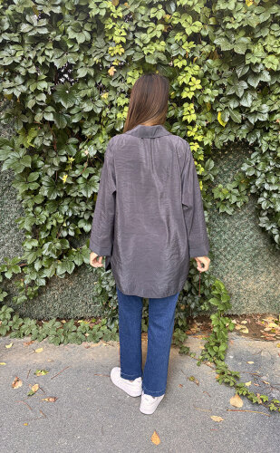 Ceremony Önden Düğmeli Uzun Cep Detaylı Tunik ANTRASİT - 4