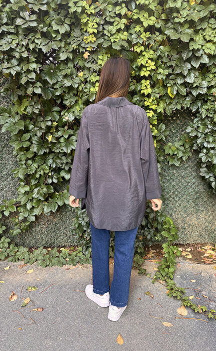 Ceremony Önden Düğmeli Uzun Cep Detaylı Tunik ANTRASİT - 4