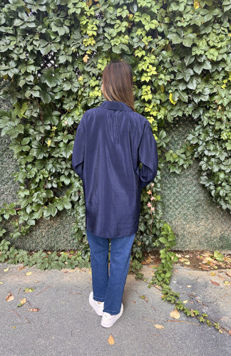 Ceremony Önden Düğmeli Uzun Cep Detaylı Tunik LACİVERT - 4