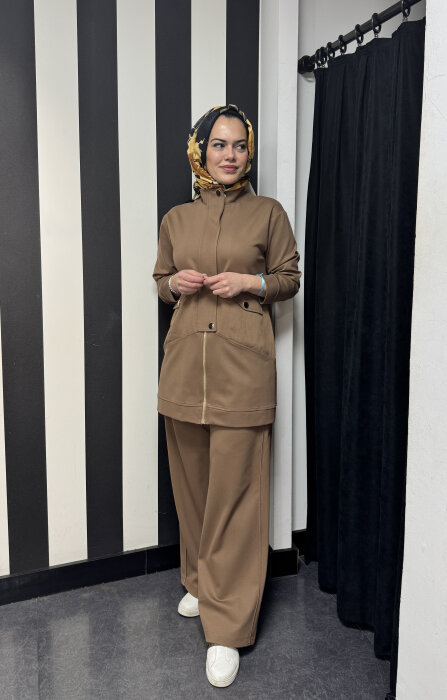 Ceremony Önden Fermuarlı Yarım Patlı Çelik Takım CAMEL - 1