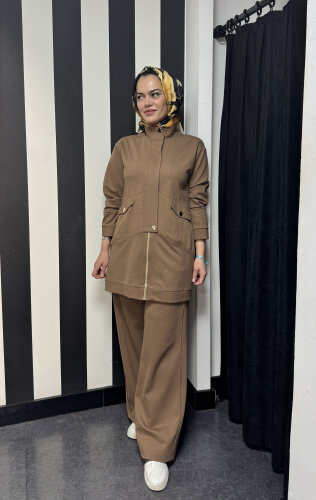 Ceremony Önden Fermuarlı Yarım Patlı Çelik Takım CAMEL - 2