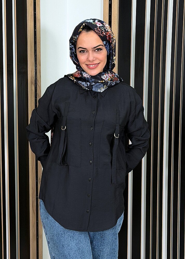 Ceremony Önden İki Cepli D Toka Detaylı Gömlek SİYAH