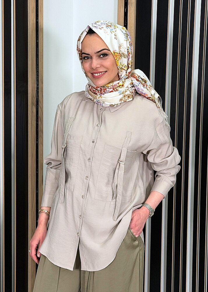 Ceremony Önden İki Cepli D Toka Detaylı Gömlek TAŞ