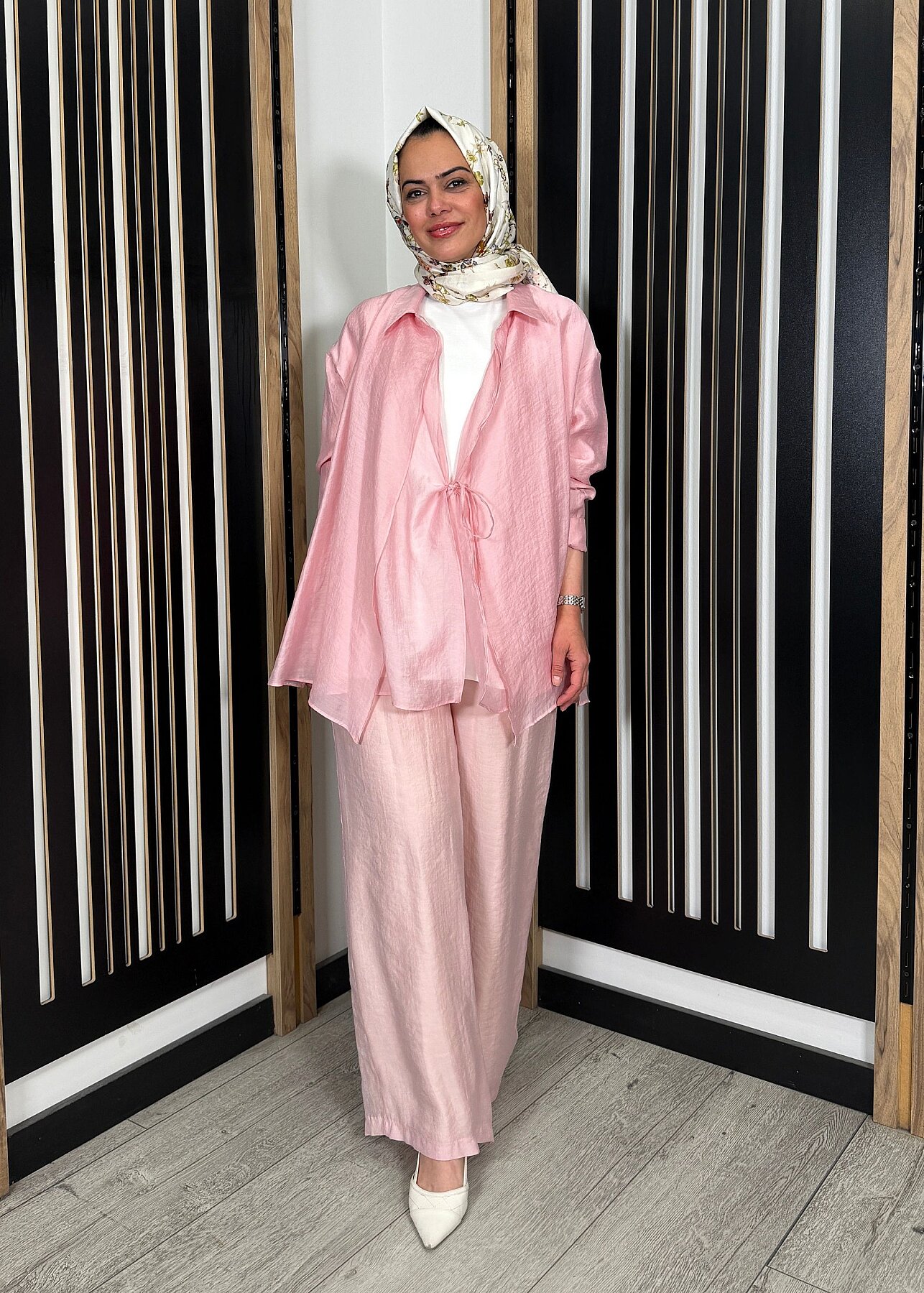 Ceremony Önden İki Kat ve Bağlamalı Nil Bluz PEMBE - 2