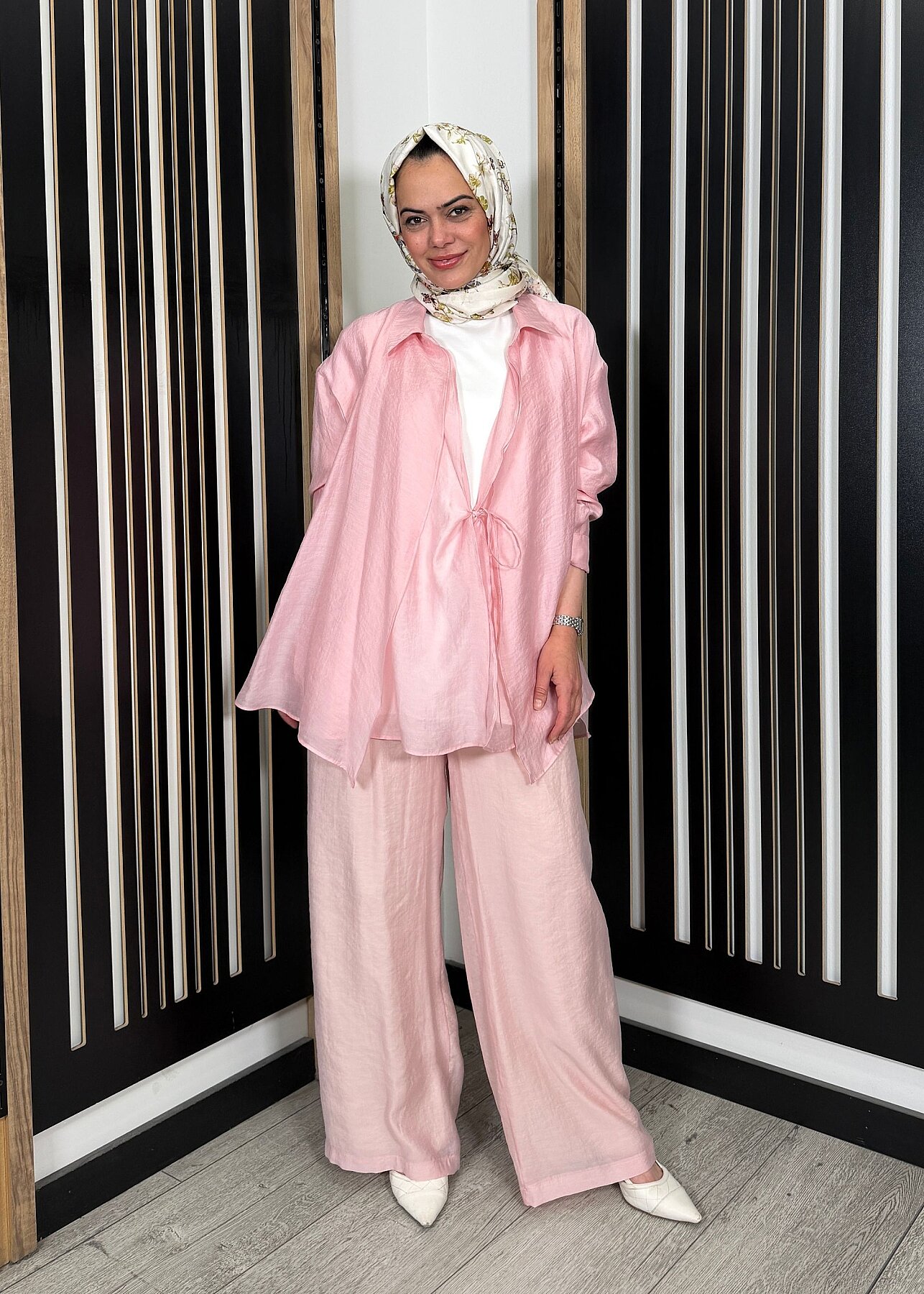 Ceremony Önden İki Kat ve Bağlamalı Nil Bluz PEMBE - 3