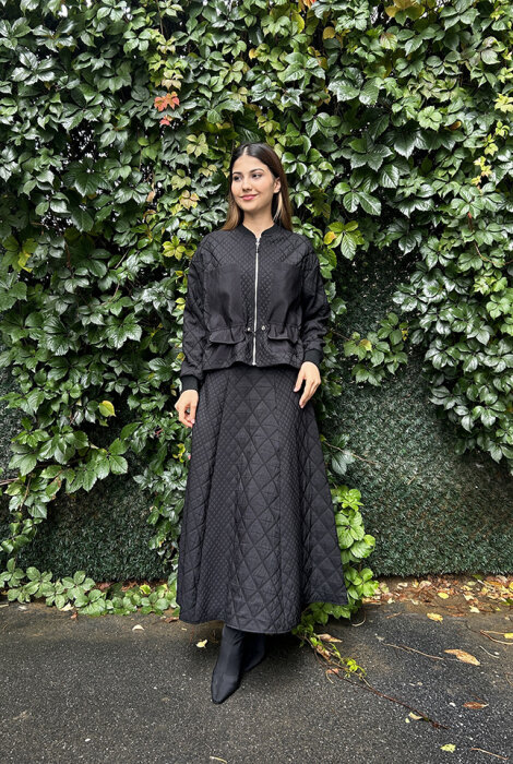 Ceremony Önü Fermuarlı Ceket Ve Etekli Baklava Kapitön Takım SİYAH - 1