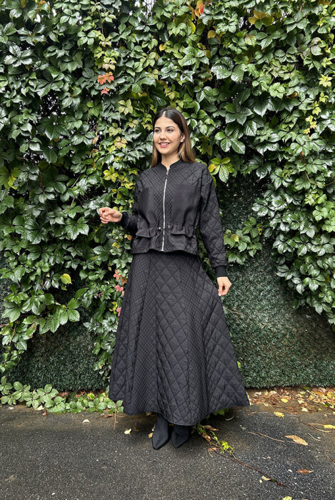 Ceremony Önü Fermuarlı Ceket Ve Etekli Baklava Kapitön Takım SİYAH - 2