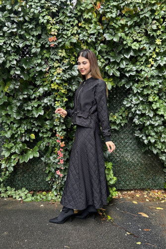 Ceremony Önü Fermuarlı Ceket Ve Etekli Baklava Kapitön Takım SİYAH - 3