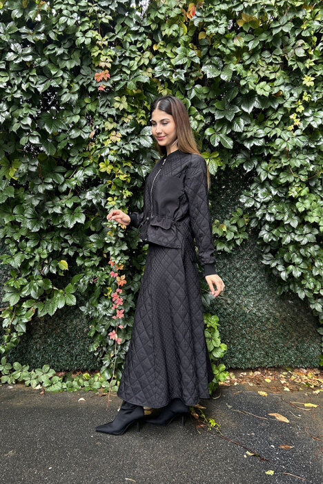 Ceremony Önü Fermuarlı Ceket Ve Etekli Baklava Kapitön Takım SİYAH - 3