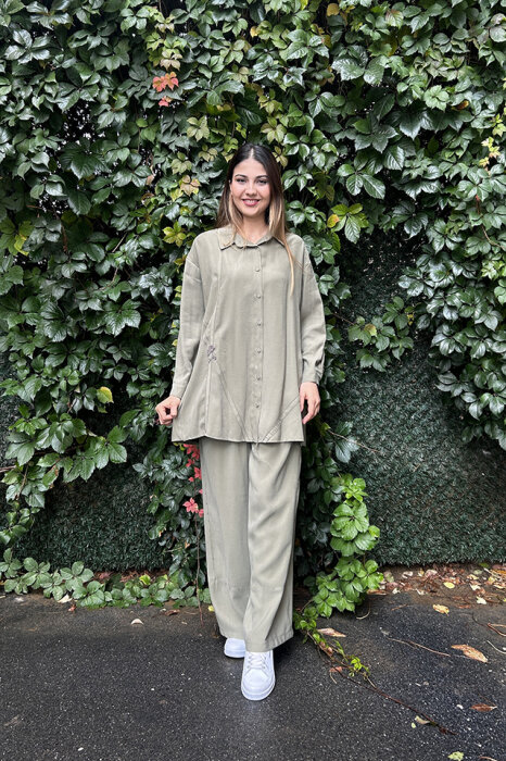 Ceremony Önü Şerit Detaylı Pantolonlu Takım HAKİ - 1