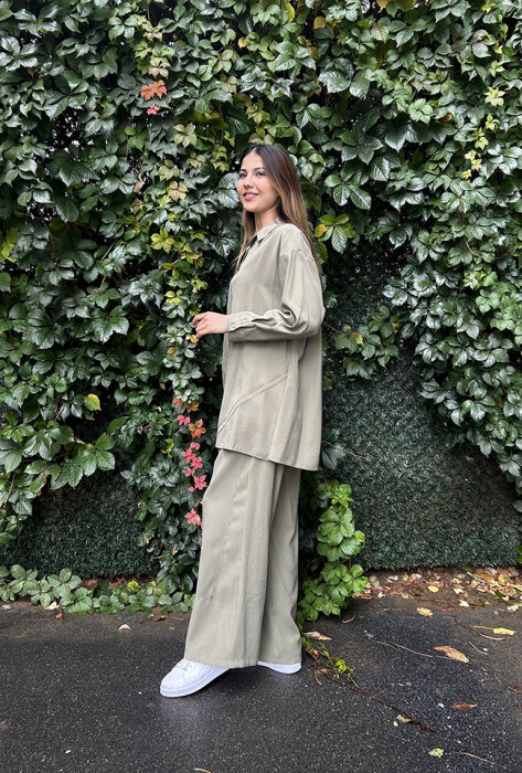 Ceremony Önü Şerit Detaylı Pantolonlu Takım HAKİ - 3