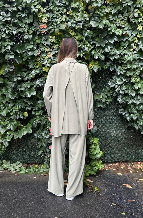 Ceremony Önü Şerit Detaylı Pantolonlu Takım HAKİ - 4