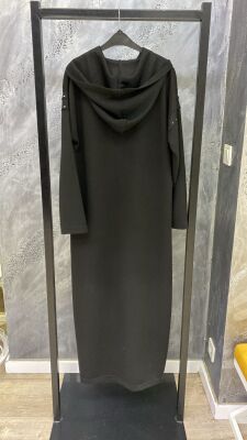 Ceremony Önü Ve Kolları Zımba Detaylı Kartopu Ferace SİYAH