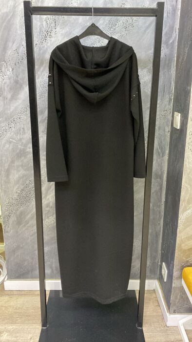 Ceremony Önü Ve Kolları Zımba Detaylı Kartopu Ferace SİYAH - 1