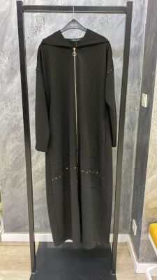 Ceremony Önü Ve Kolları Zımba Detaylı Kartopu Ferace SİYAH - 2