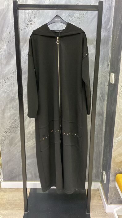 Ceremony Önü Ve Kolları Zımba Detaylı Kartopu Ferace SİYAH - 2