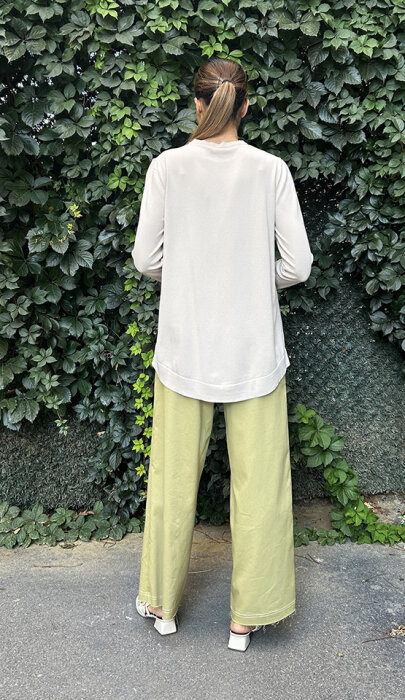 Ceremony Pamuk Gabardin Bol Paça Pantolon Kekik - 3