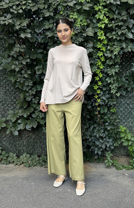 Ceremony Pamuk Gabardin Bol Paça Pantolon Kekik - 1