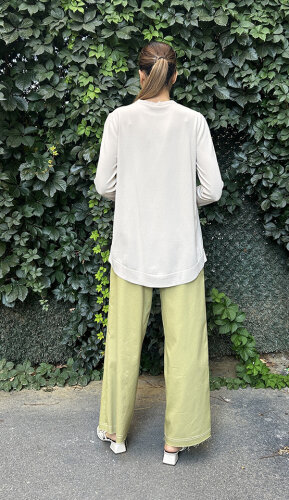 Ceremony Pamuk Gabardin Bol Paça Pantolon Kekik - 3