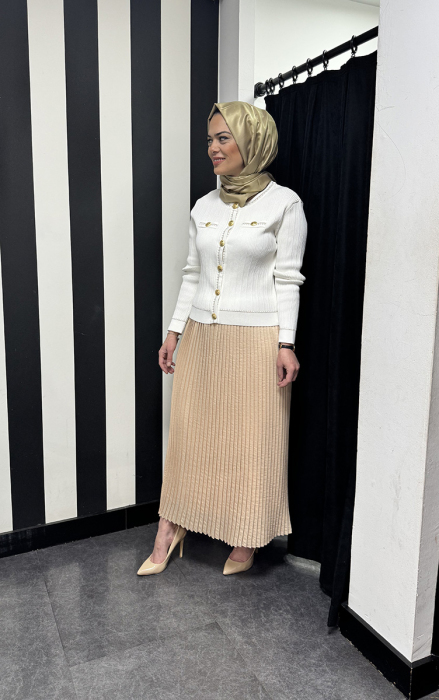 Ceremony Samar Dik Plise Etek Nude - 2