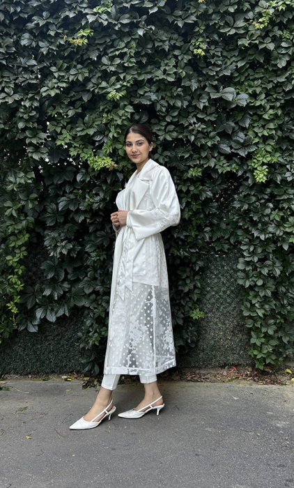 Ceremony Saten Organze Detaylı Belden Kuşaklı Kaftan EKRU - 3
