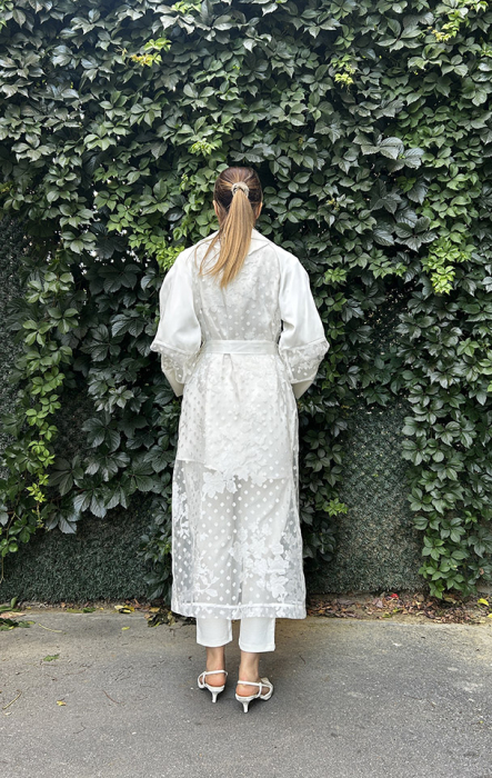 Ceremony Saten Organze Detaylı Belden Kuşaklı Kaftan EKRU - 4