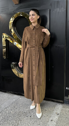 Ceremony Süet Gömlek Elbise HAKİ - CEREMONY