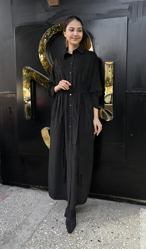 Ceremony Süet Gömlek Elbise SİYAH - 2