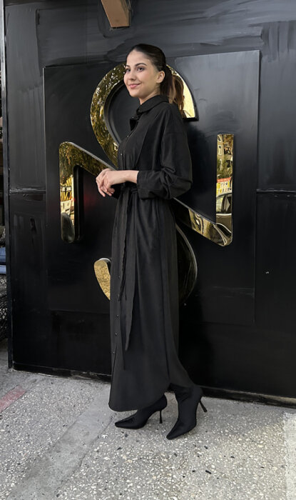 Ceremony Süet Gömlek Elbise SİYAH - 3