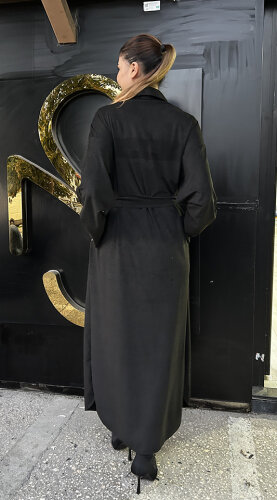 Ceremony Süet Gömlek Elbise SİYAH - 4