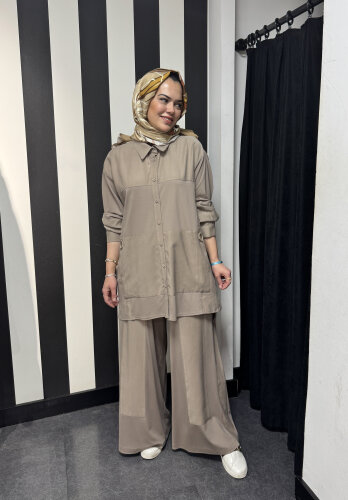 Ceremony Tuniği ve Pantolonu Bambu Detaylı Aksesuarlı Takım VİZON - 2